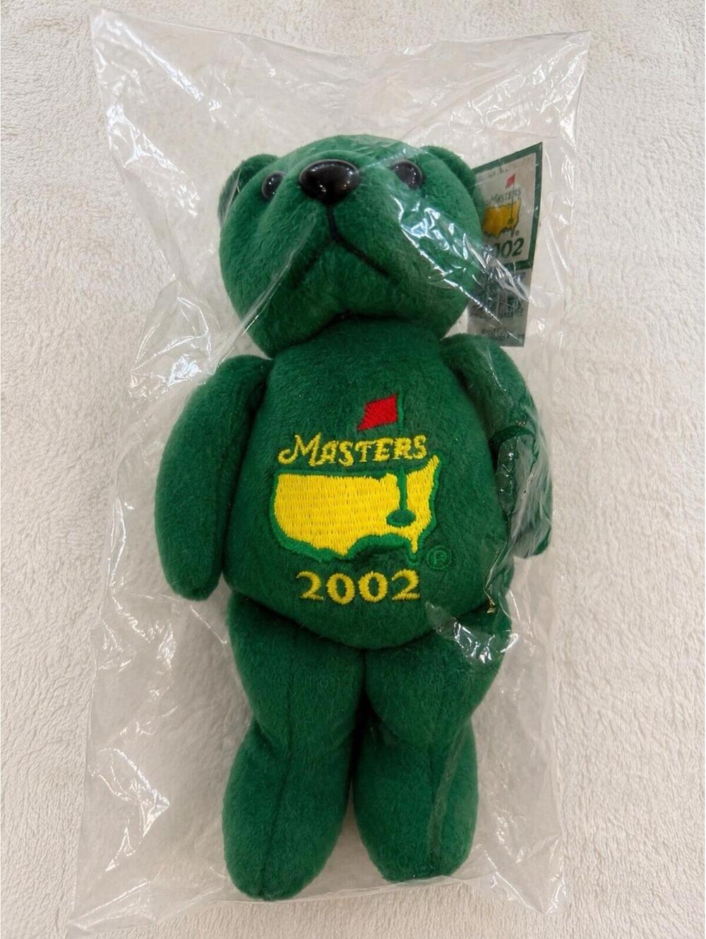 Masters Augusta 2002 Green Plush Bear Golf Tournament Souvenir NWT Sealed Bag